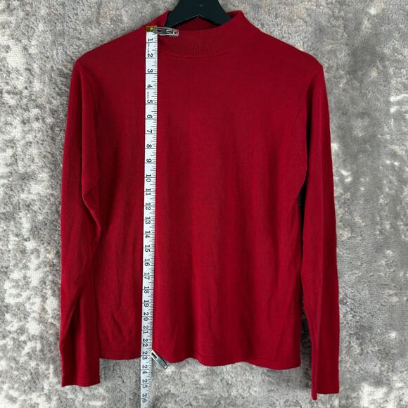 Windrige Cheryl Nash Size L Silk Mock Neck Sweater Red Long Sleeve Outdoor - Picture 2 of 7